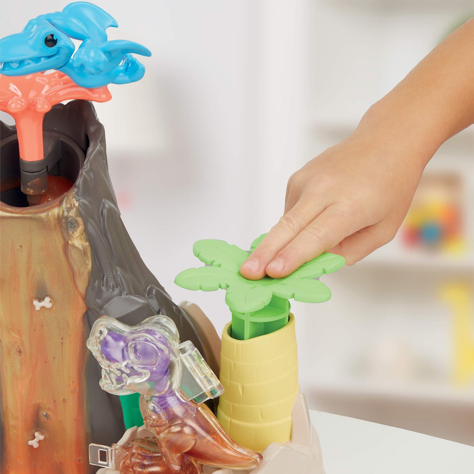 Play-Doh Slime Dino Crew Lava Bones Island Volcano Playset with HydroGlitz Eggs and Mix-ins, Dinosaur Toy for Kids 4 Years and Up, Non-Toxic