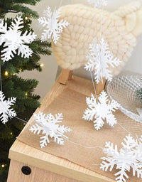Winter Christmas Hanging Snowflake Decorations, 12PCS Snowflakes Garland & 12PCS 3D Glittery Large White Snowflake for Christmas Winter Wonderland Holiday New Year Party Home Decorations
