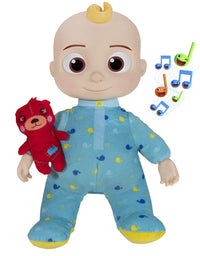 CoComelon Official Musical Bedtime JJ Doll, Soft Plush Body – Press Tummy and JJ sings clips from ‘Yes, Yes, Bedtime Song,’ – Includes Feature Plush and Small Pillow Plush Teddy Bear – Toys for Babies
