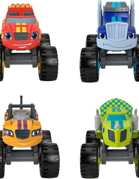 Fisher-Price Blaze and The Monster Machines Racers 4 Pack, Set of Die-Cast Metal Push-Along Vehicles for Preschool Kids Ages 3 Years and Older
