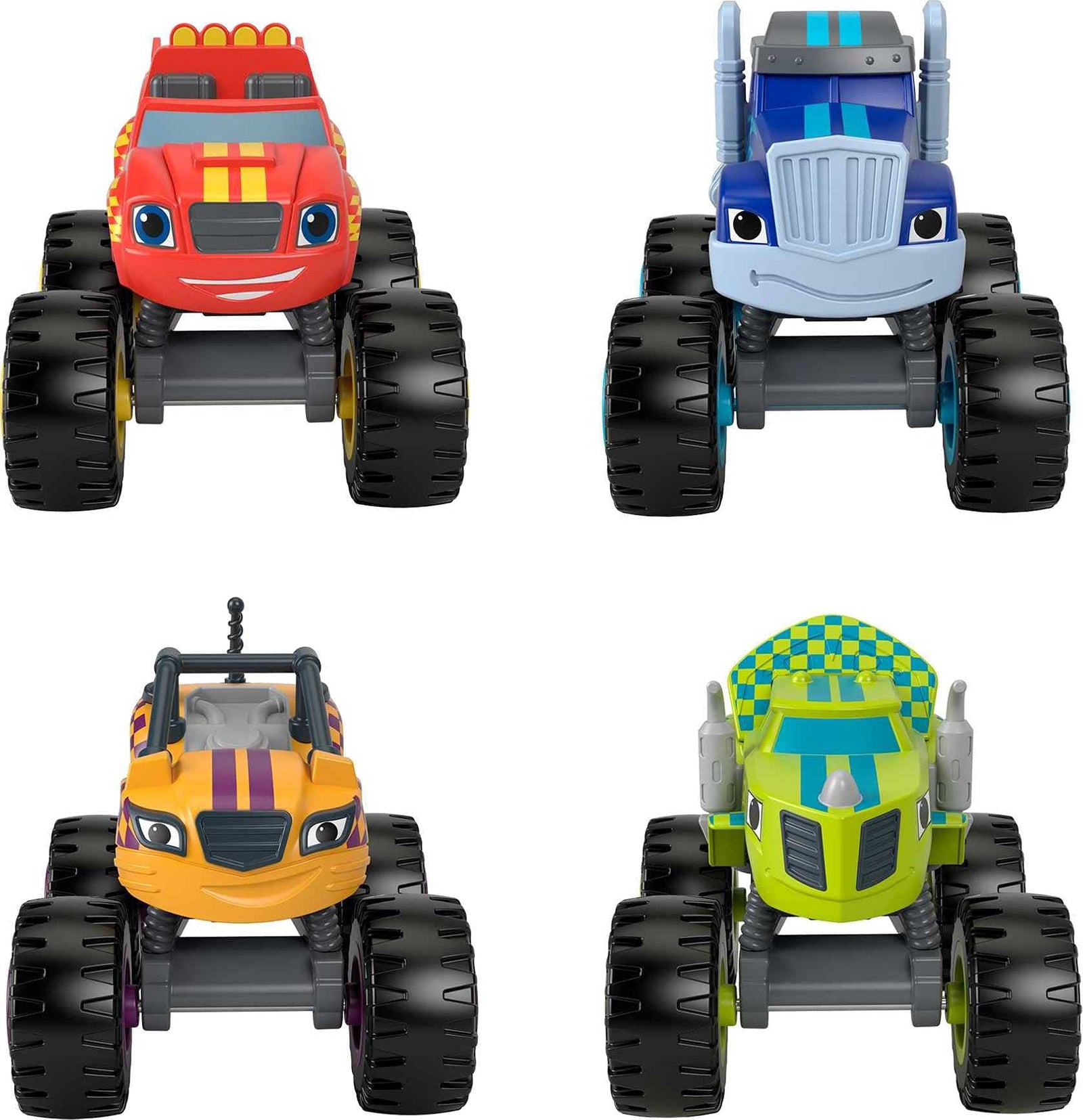 Fisher-Price Blaze and The Monster Machines Racers 4 Pack, Set of Die-Cast Metal Push-Along Vehicles for Preschool Kids Ages 3 Years and Older