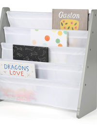 Humble Crew, Grey/White Kids Book Rack Storage Bookshelf, 4 Tiers
