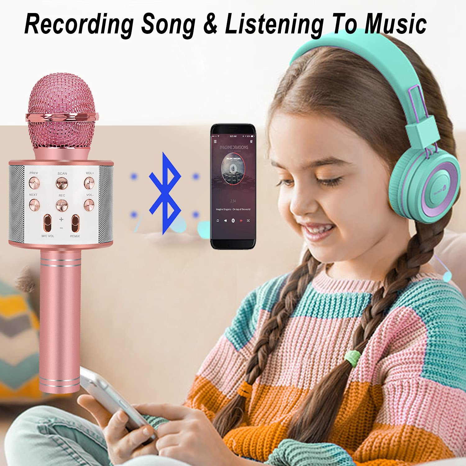 Niskite Toys for 7 8 9 10 Years Old Girls,Christmas Stocking Stuffers Birthday Gifts for 6-15 Years Old Girl Boy,Bluetooth Wireless Karaoke Microphone, Party Favor for Teen Boys Girls Toys Age 4-12