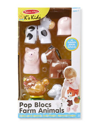 Melissa & Doug Pop Blocs Farm Animals Educational Baby Toy - 10 Linkable Pieces
