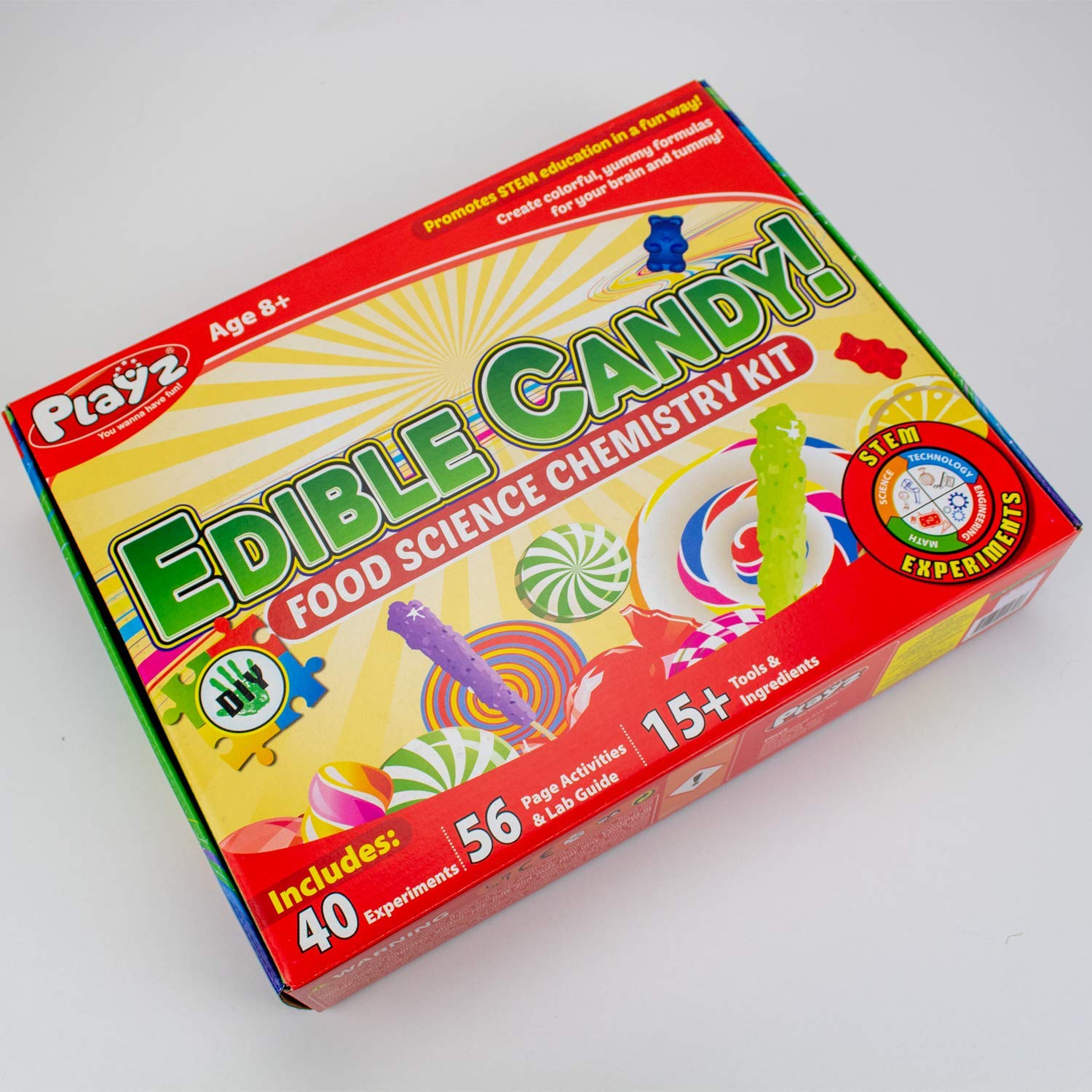 Playz Edible Candy! Food Science STEM Chemistry Kit - 40+ DIY Make Your Own Chocolates and Candy Experiments for Boy, Girls, Teenagers, & Kids Ages 8, 9, 10, 11, 12, 13+ Years Old