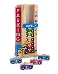 Melissa & Doug Stack & Count Wooden Parking Garage With 10 Cars
