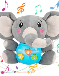 Aitbay Plush Elephant Music Baby Toys 0 3 6 9 12 Months, Cute Stuffed Aminal Light Up Baby Toys Newborn Baby Musical Toys for Infant Babies Boys & Girls Toddlers 0 to 36 Months
