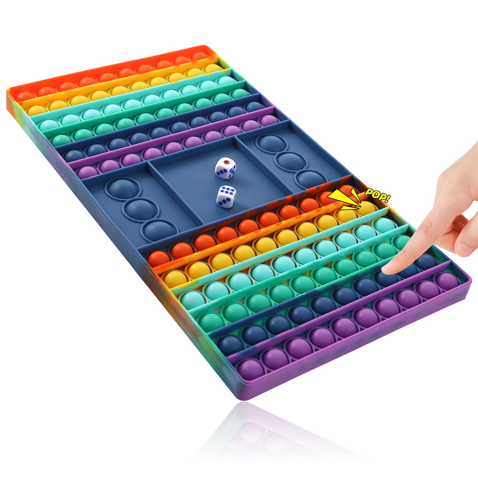 Big Pop Game Fidget Toy, Pop Rainbow Chess Board Fidget Popper Toy, Push Bubble Fidget Sensory Toy for Kids, Autism Stress Relief Toy for ADHA