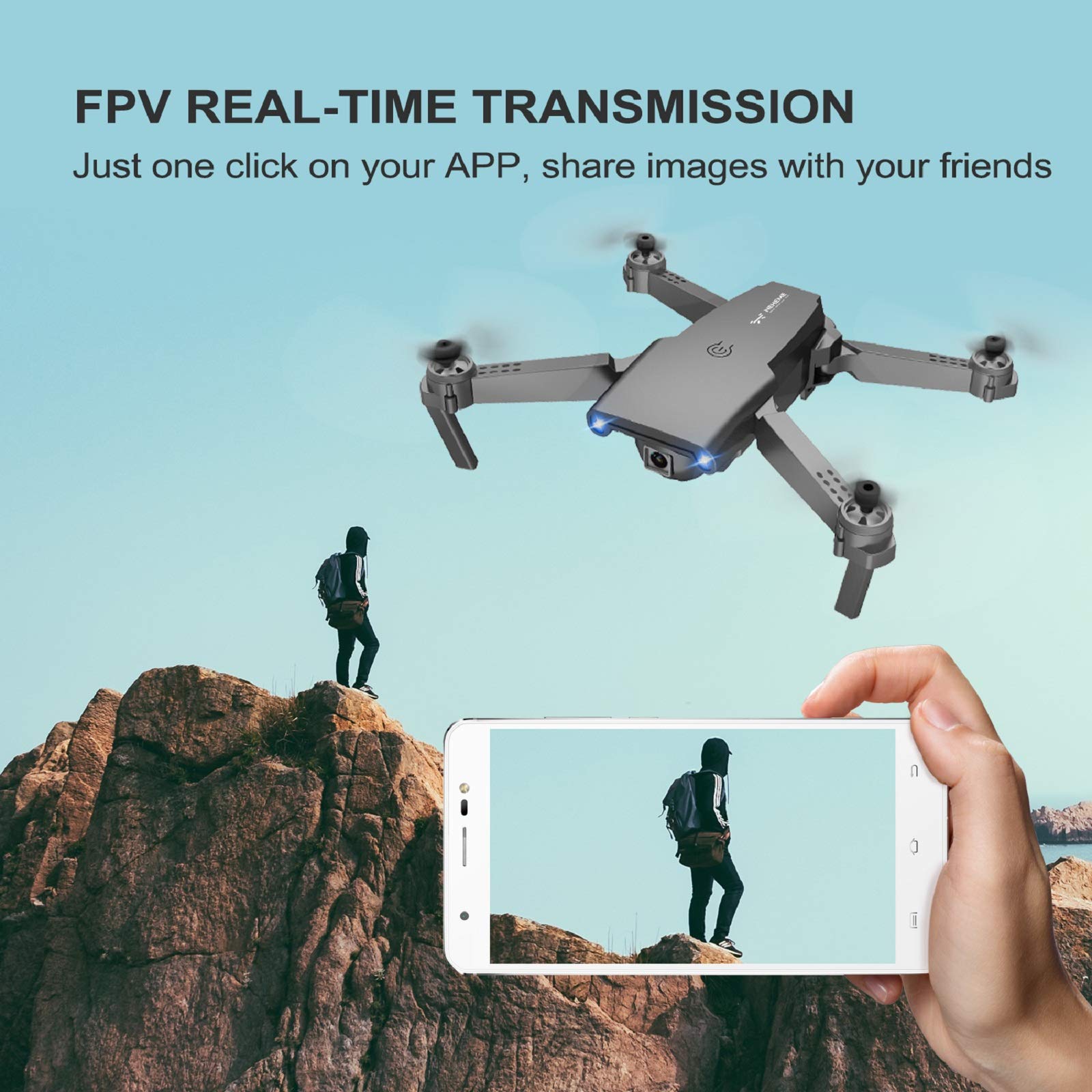 NEHEME NH525 Foldable Drones with 720P HD Camera for Adults, RC Quadcopter WiFi FPV Live Video, Altitude Hold, Headless Mode, One Key Take Off for Kids or Beginners with 2 Batteries