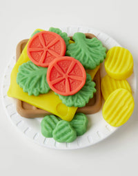 Play-Doh Kitchen Creations Cheesy Sandwich Play Food Set for Kids 3 Years and Up Elastix Compound and 6 Additional Colors
