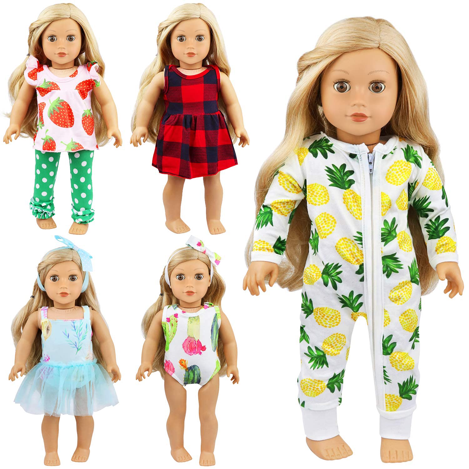 Ecore Fun 10 Item 14-16 Inch Baby Doll Clothes Dresses Outfits Pjs for 43cm New Born Baby Dolls, 15 Inch Baby Doll, American 18 Inch Girl Doll