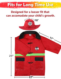 iPlay, iLearn Kids Firefighter Costume, Toddler Fireman Dress up, Fire Pretend Chief Outfit, Halloween Role Play Career Suit W/ Walkie Talkie Hose, Party Birthday Gift for 3 4 5 6 7 Year Old Boy Girl
