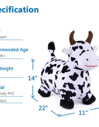 iPlay, iLearn Bouncy Pals Cow Hopping Horse, Outdoor Ride On Bouncy Animal Play Toys, Inflatable Hopper Plush Covered with Pump, Activities Gift for 18 Months 2 3 4 5 Year Old Kids Toddlers Boys Girls
