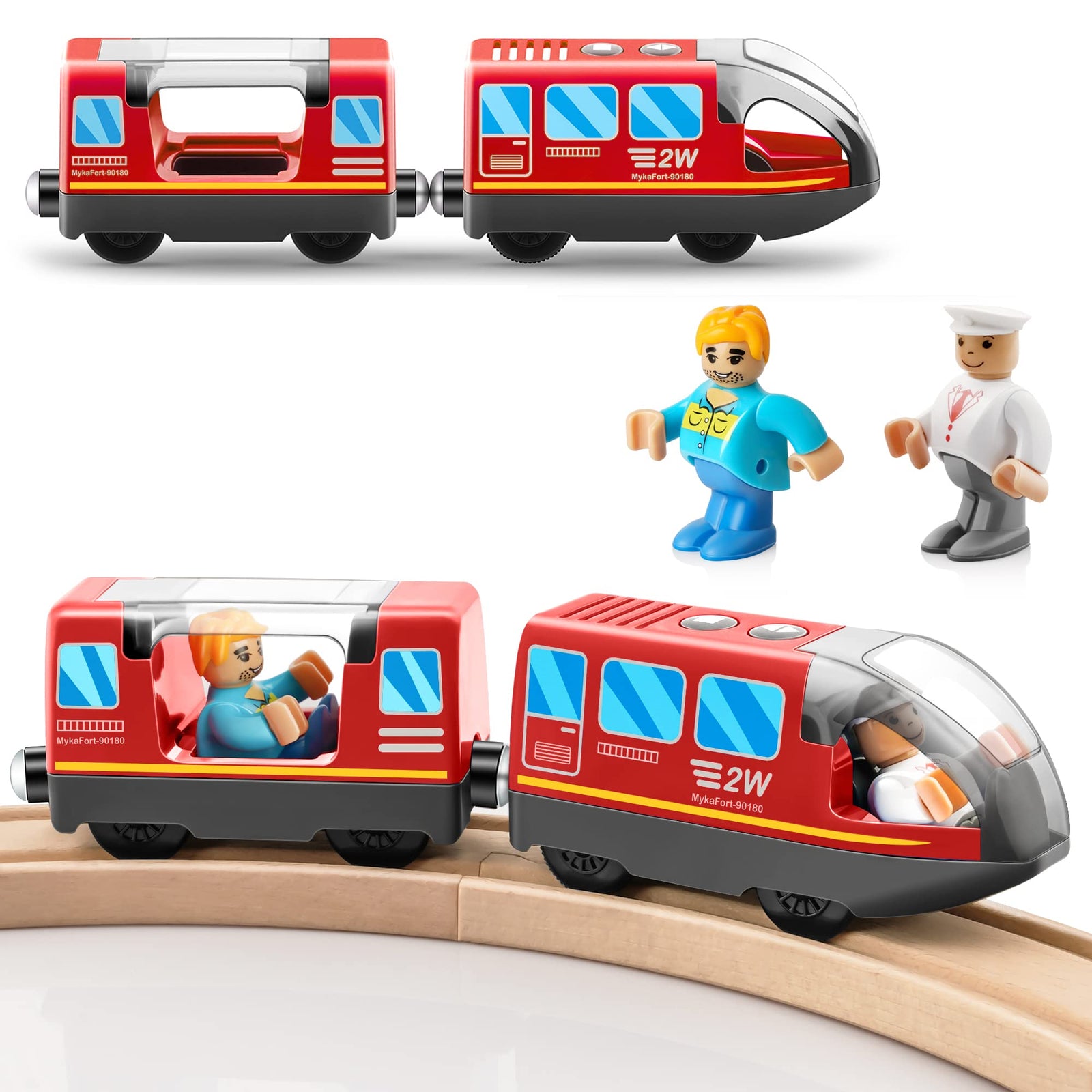 Battery Operated Action Locomotive Train (Magnetic Connection)- Powerful Engine Bullet Train Compatible with Thomas, Brio, Chuggington Wooden Train and Tracks- Toys Car for Toddlers