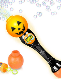 ArtCreativity Light Up Halloween Bubble Blower Wand - 13.5 Inch Illuminating Bubble Blower Wand with Thrilling LED Effect for Kids, Bubble Fluid - Batteries Included - Gift Idea, Halloween Party Favor
