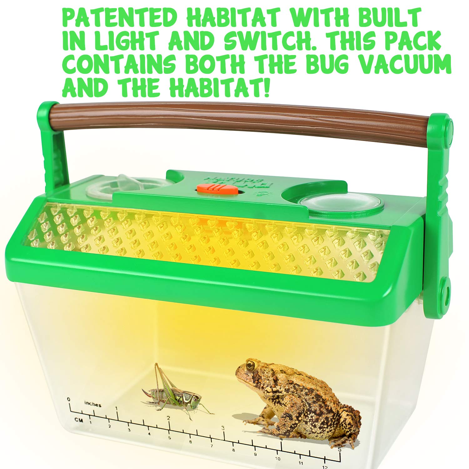 Nature Bound Bug Catcher Vacuum with Light Up Critter Habitat Case for Backyard Exploration - Complete Kit for Kids Includes Vacuum and Cage, Green
