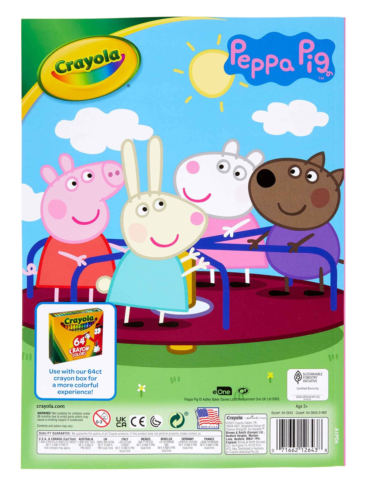 Crayola Peppa Pig Coloring Book with Stickers, Gift for Kids, 96 Pages, Ages 3, 4, 5, 6
