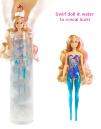 Barbie Color Reveal Doll with 7 Surprises: 4 Bags Contain Skirt, Shoes, Earrings & Brush; Water Reveals Confetti-Print; Doll’s Look & Color Change on Hair & Face; Party Series
