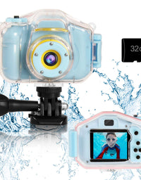 Agoigo Kids Waterproof Camera Toys for 3-12 Year Old Boys Girls Christmas Birthday Gifts Kids Underwater Sports Camera HD Children Digital Action Camera 2 Inch Screen with 32GB Card (Blue)
