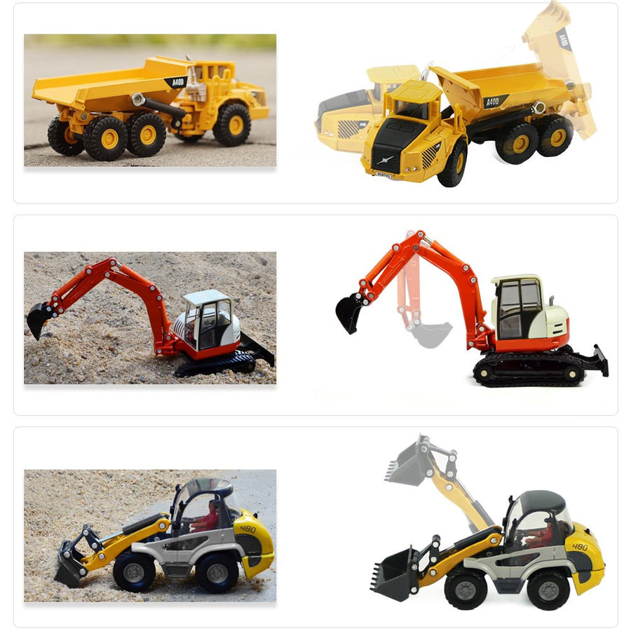iPlay, iLearn Heavy Duty Construction Site Play Set, Metal Dump Truck, Excavator, Digger, Tractor, Diecast Model Vehicles, Outdoor Sandbox Car Toys, Birthday Gift 3 4 5 Year Old Toddler Boy Kid Child