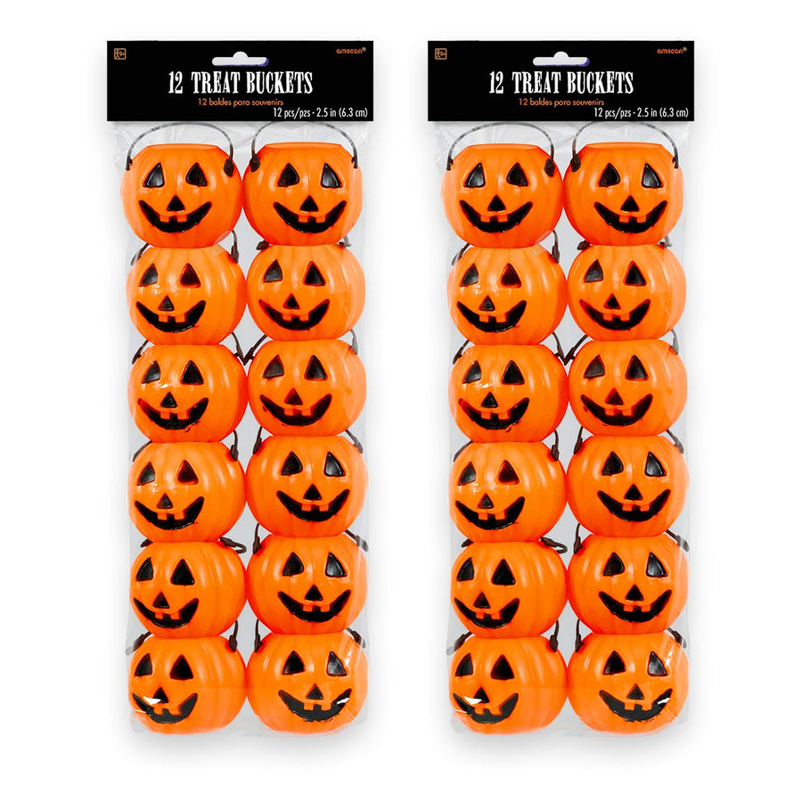 amscan Pumpkin Plastic Treat Pails,Orange,2 1/2"