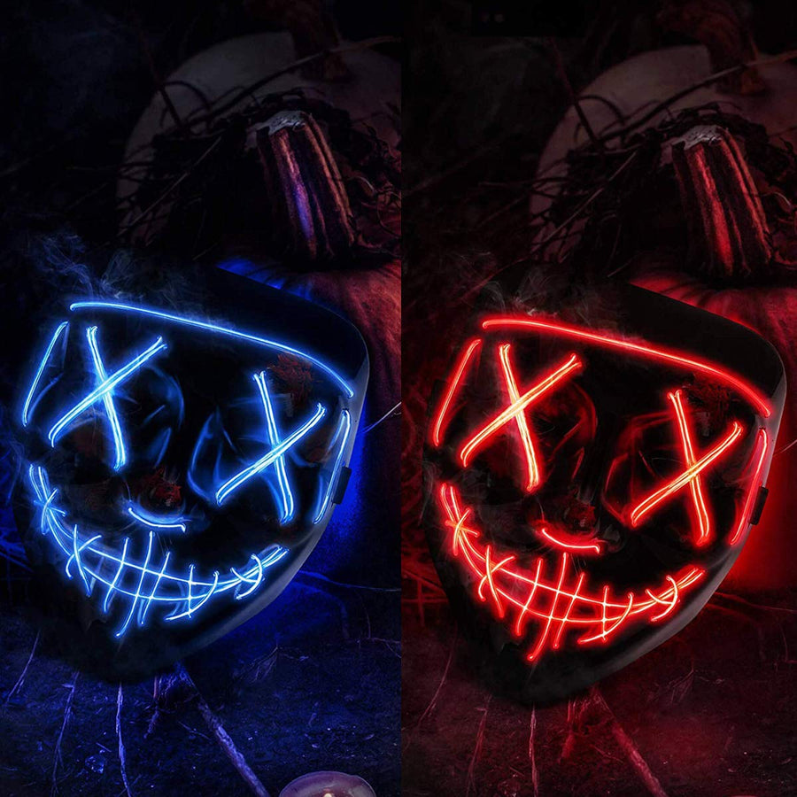 Halloween Mask LED Light up Mask (2 Pack) Scary mask for Festival Cosplay Halloween Costume Masquerade Parties,Carnival