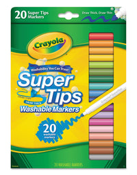Crayola 588106 Washable Super Tips Markers, Assorted, 20/Set
