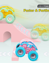 LODBY Cute Push & Go Double-Directions Vehicles Sets for Toddlers Gifts, 3 Pack
