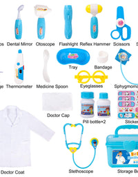 Durable Doctor Kit for Kids, 23 Pieces Pretend Play Educational Doctor Toys, Dentist Medical Kit with Stethoscope Doctor Role Play Costume, Doctor Set Toys for Toddler Boys Girls 3 4 5 6 7 8 Years Old
