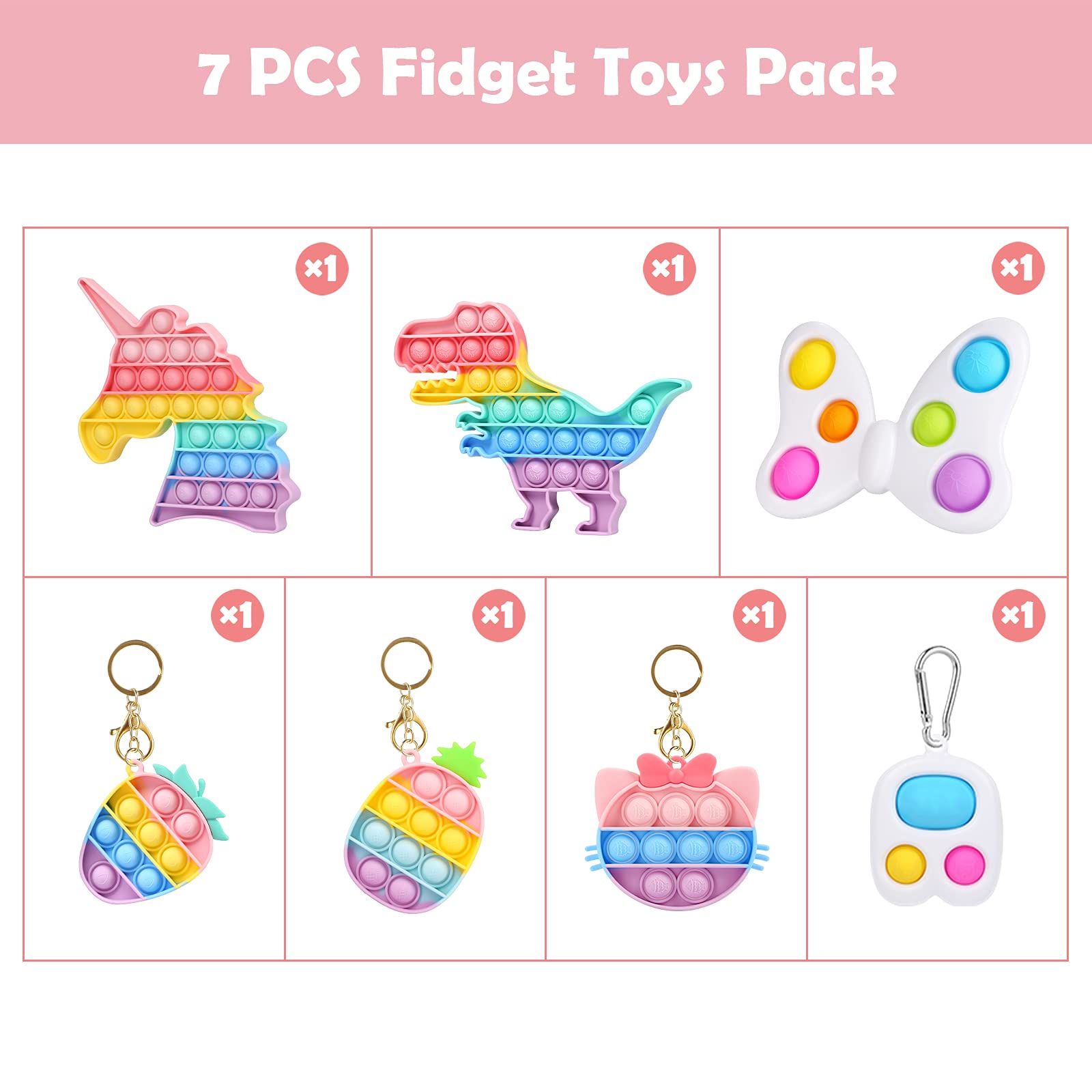 20 PCS Fidget Toys Pack Set Fidgets Toy Sets Packs 20 Packs Fidget Toys Pack Stress Relief and Anti-Anxiety Tools