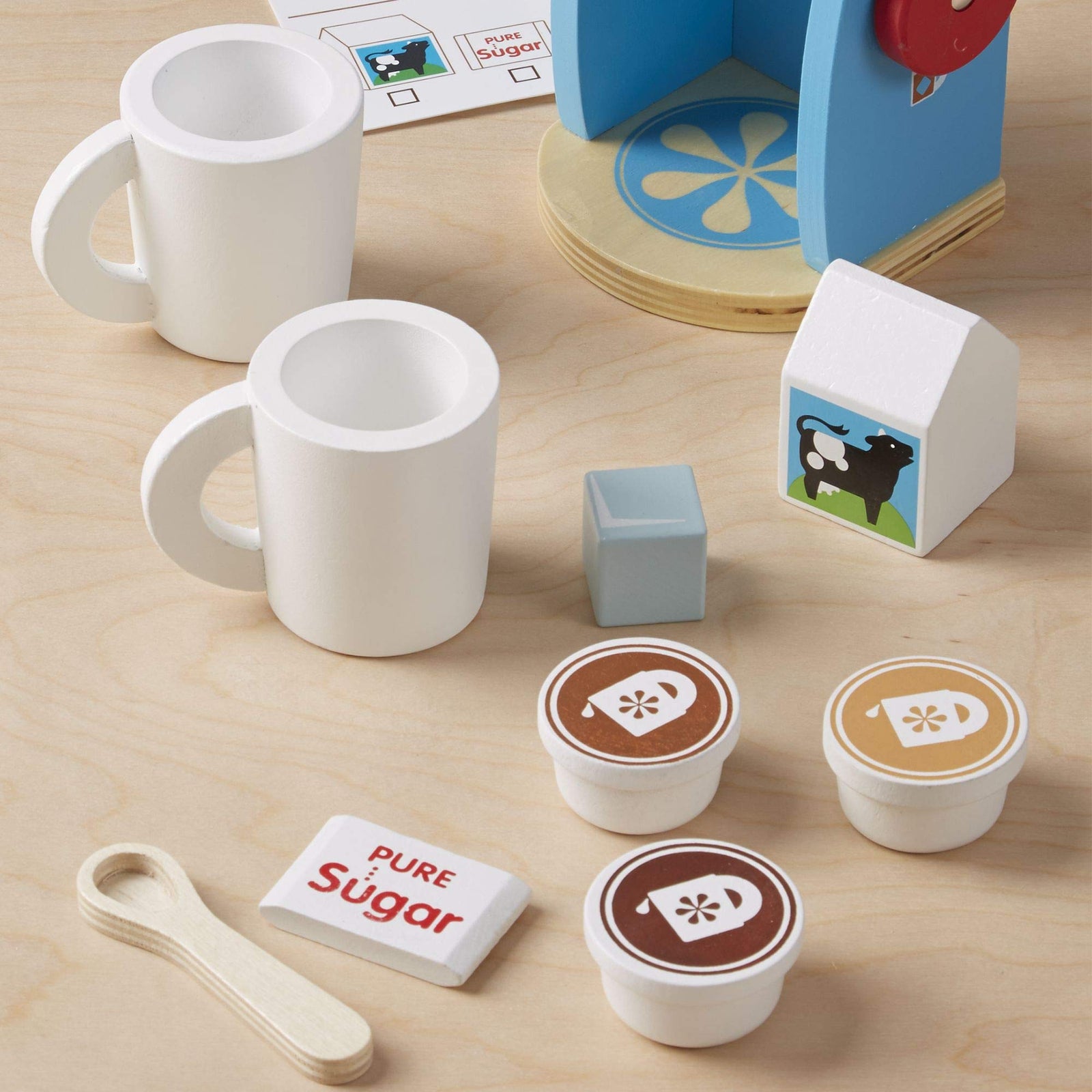 Melissa & Doug 12-Pieces Brew and Serve Wooden Coffee Maker Set - Play Kitchen Accessories