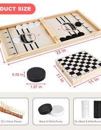JONYJ Fast Sling Puck Game Paced & International Chess, 2 in 1 Table Desktop Battle, Large Winner Board Game Toys Ice Hockey Game for Adults and Kids, Parent-Child Game (22 x 11 in)

