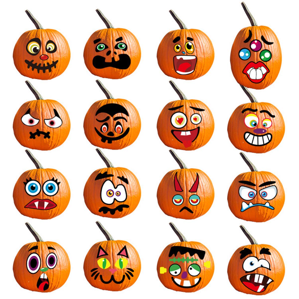 Pumpkin Decorating Halloween Stickers for Kids - Make 60 Funny Face and Classic Pumpkin Expressions Crafts, Holiday Decor Kit Party Best Gift for Kids - 12 Sheet