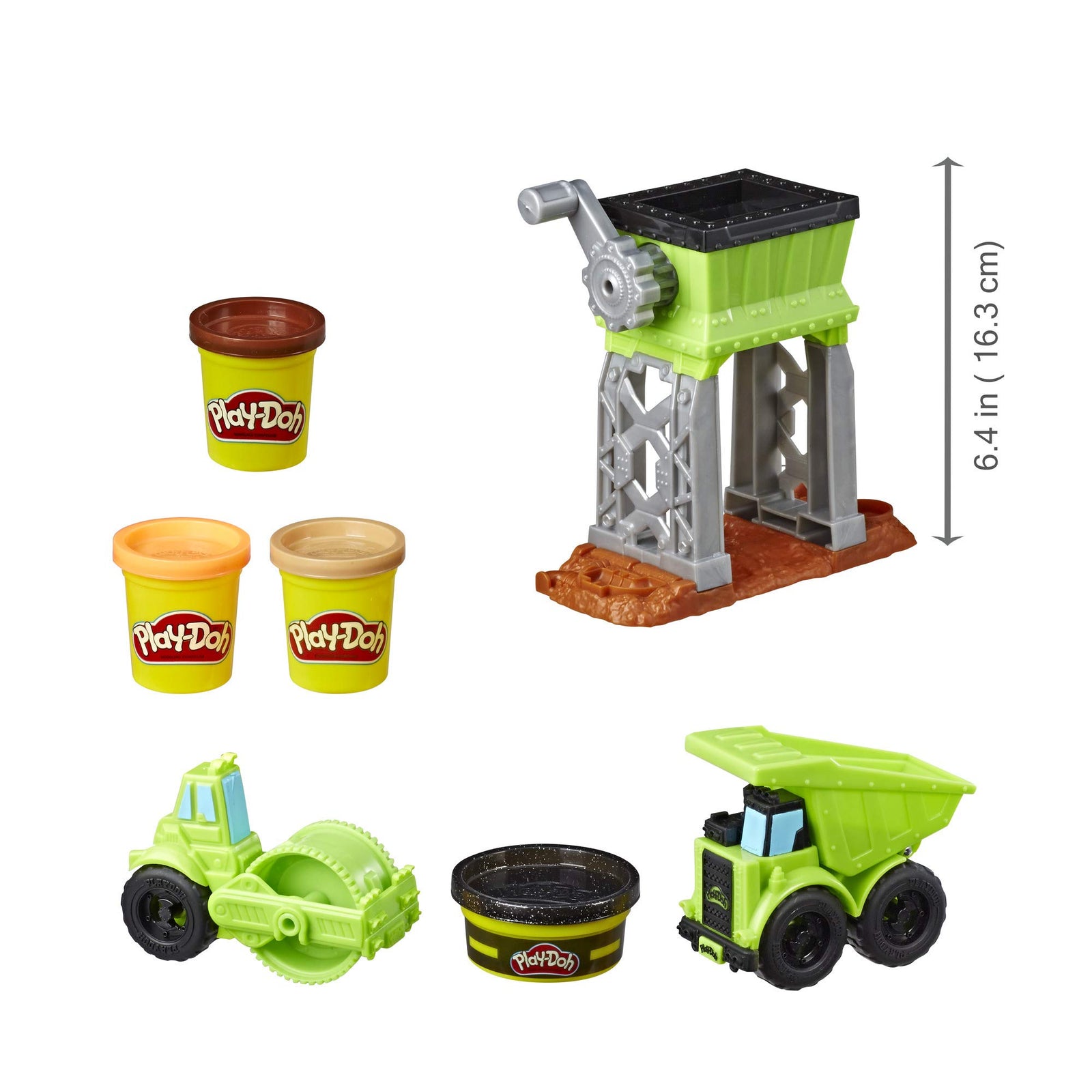 Play-Doh Wheels Gravel Yd Construction Toy with Non-Toxic Pavement Buildin' Compound Plus 3 Additional Colors