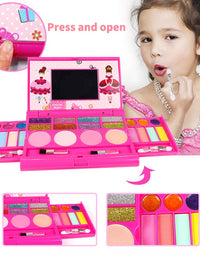 AMOSTING Real Makeup Toy For Girls Pretend Play Cosmetic Set Make Up Toys Kit Gifts for Kids, Pink
