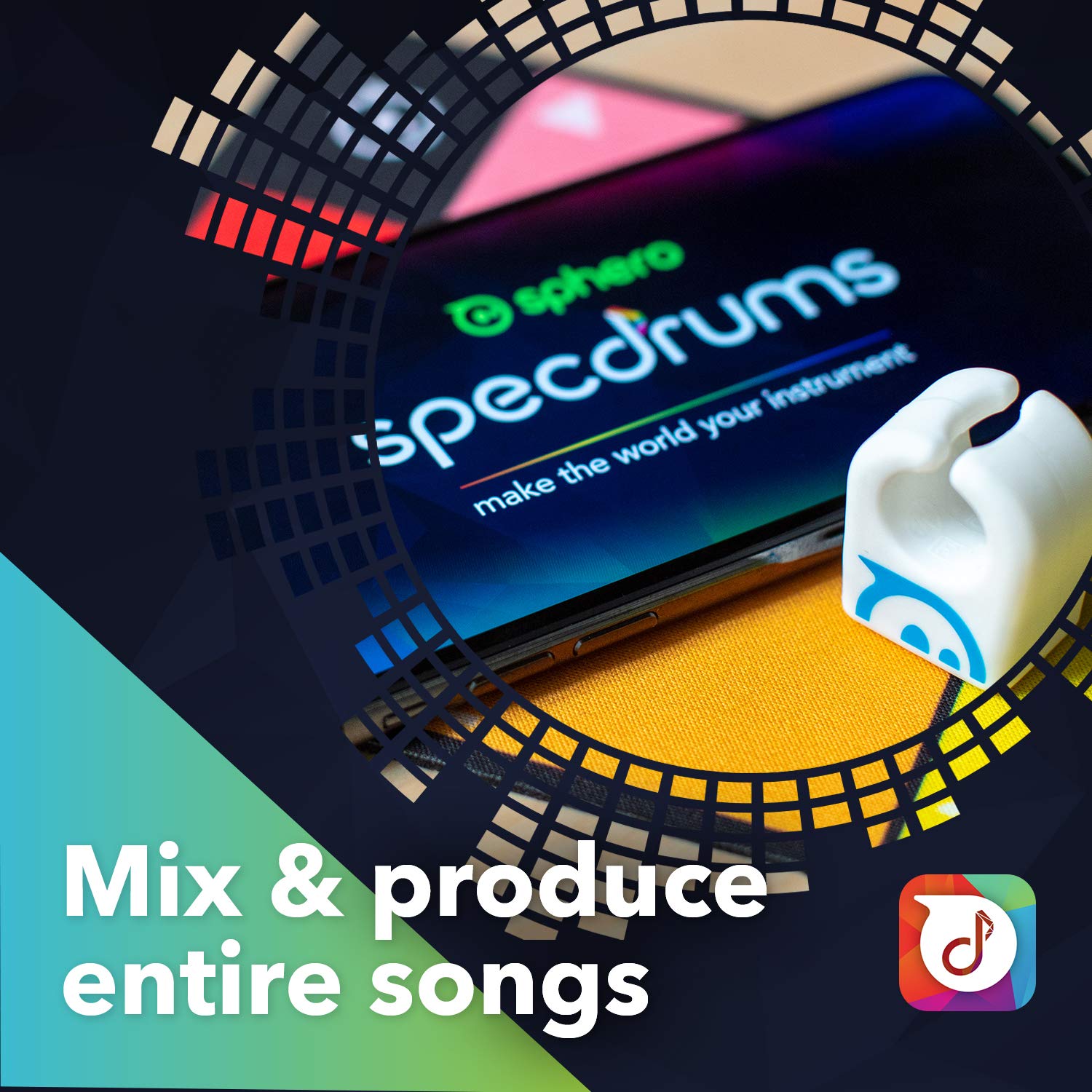 Sphero Specdrums (2 Rings) App-Enabled Musical Rings with Play Pad Included - White (SD01WRW2), Package may vary