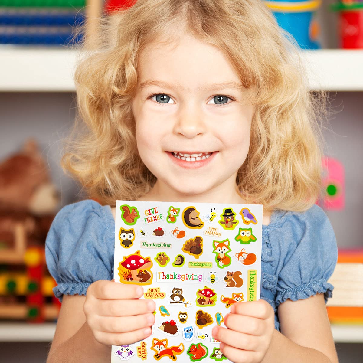 Thanksgiving Stickers for Kids 8 Sheets Thanksgiving Day Party Supply Classroom Reward