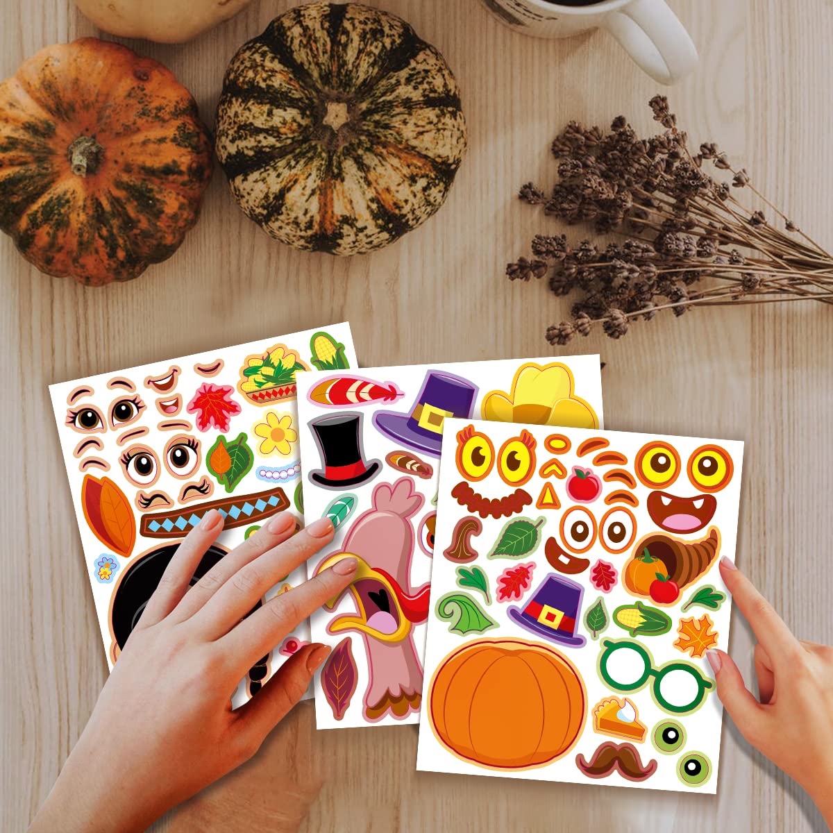 JOYIN 40 PCS Thanksgiving Crafts Make A Turkey Sticker Make A Face Sticker Sheets Make Your Own Characters Thanksgiving Game Holiday School Classroom Prizes Party Favor Supplies