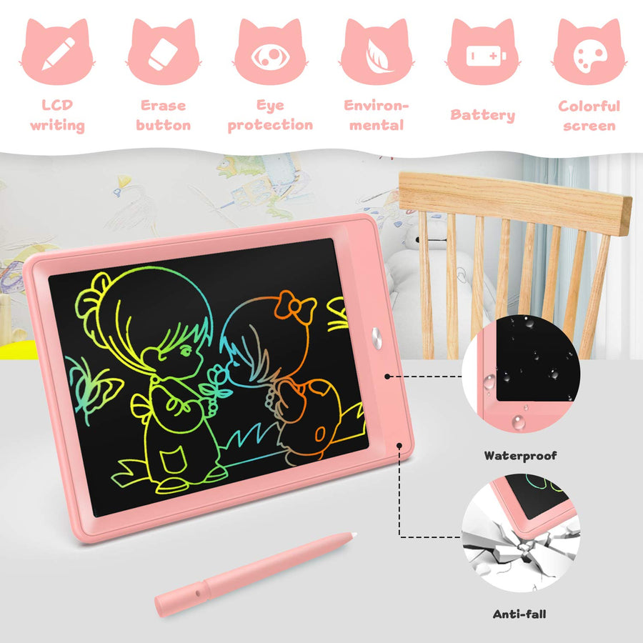 Bravokids Toys for 3-6 Years Old Girls Boys, LCD Writing Tablet 10 Inch Doodle Board, Electronic Drawing Tablet Drawing Pads, Educational Birthday Gift for 3 4 5 6 7 8 Years Old Kids Toddler (Pink)