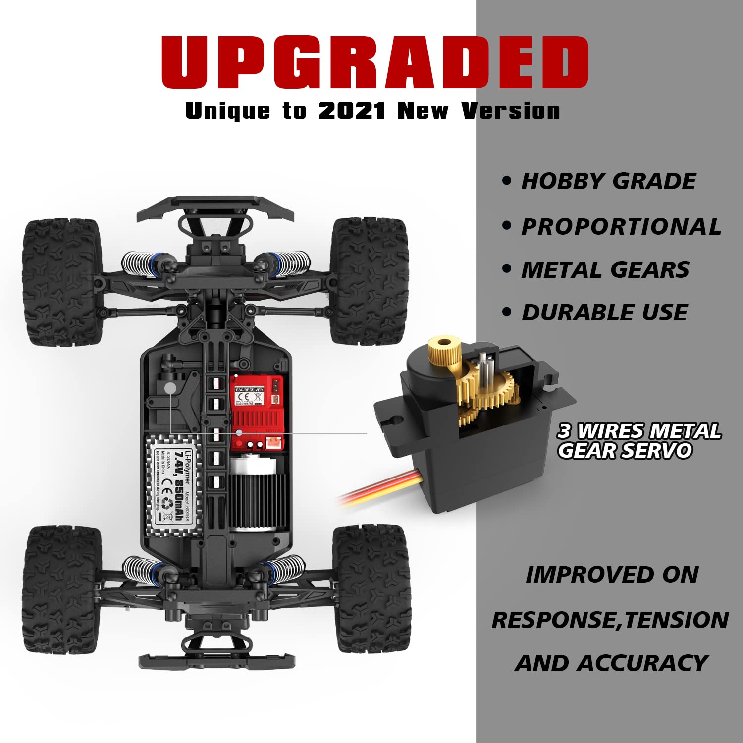 1:18 Scale RC Monster Truck 18859E 36km/h Speed 4X4 Off Road Remote Control Truck,Waterproof Electric Powered RC Cars All Terrain Toys Vehicles with 2 Batteries,Excellent Xmas Gifts for kid and Adults