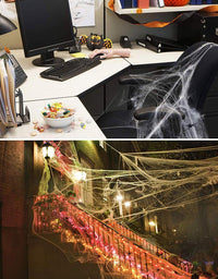 1400 sqft Halloween Spider Webs Decorations with 150 Extra Fake Spiders, Super Stretchy Cobwebs for Halloween decor Indoor and Outdoor
