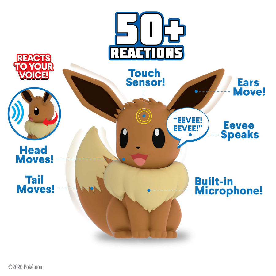 Pokemon Electronic & Interactive My Partner Eevee - Reacts to Touch & Sound, Over 50 Different Interactions with Movement and Sound - Eevee Dances, Moves & Speaks - Gotta Catch ‘Em All , Brown