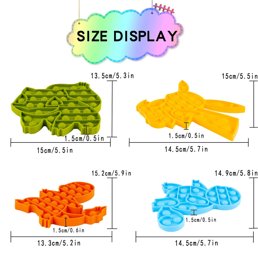 IGINOA 4 Pack Pop Fidget Figetget Sensory Its Toy Cheap Popping Popper Poppet Set Anxiety Autism Stress Bubble Silicone Gift Tool Special Need Kid Boy Girl Teen Adult Friend ADHD Family Home Office
