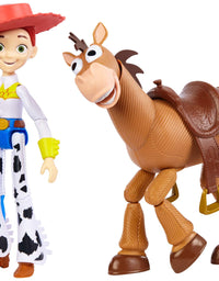 Disney and Pixar Toy Story Jessie and Bullseye 2-Pack Character Figures in True to Movie Scale, Posable with Signature Expressions for Storytelling and Adventure Play, Child's Gift Ages 3 and Up

