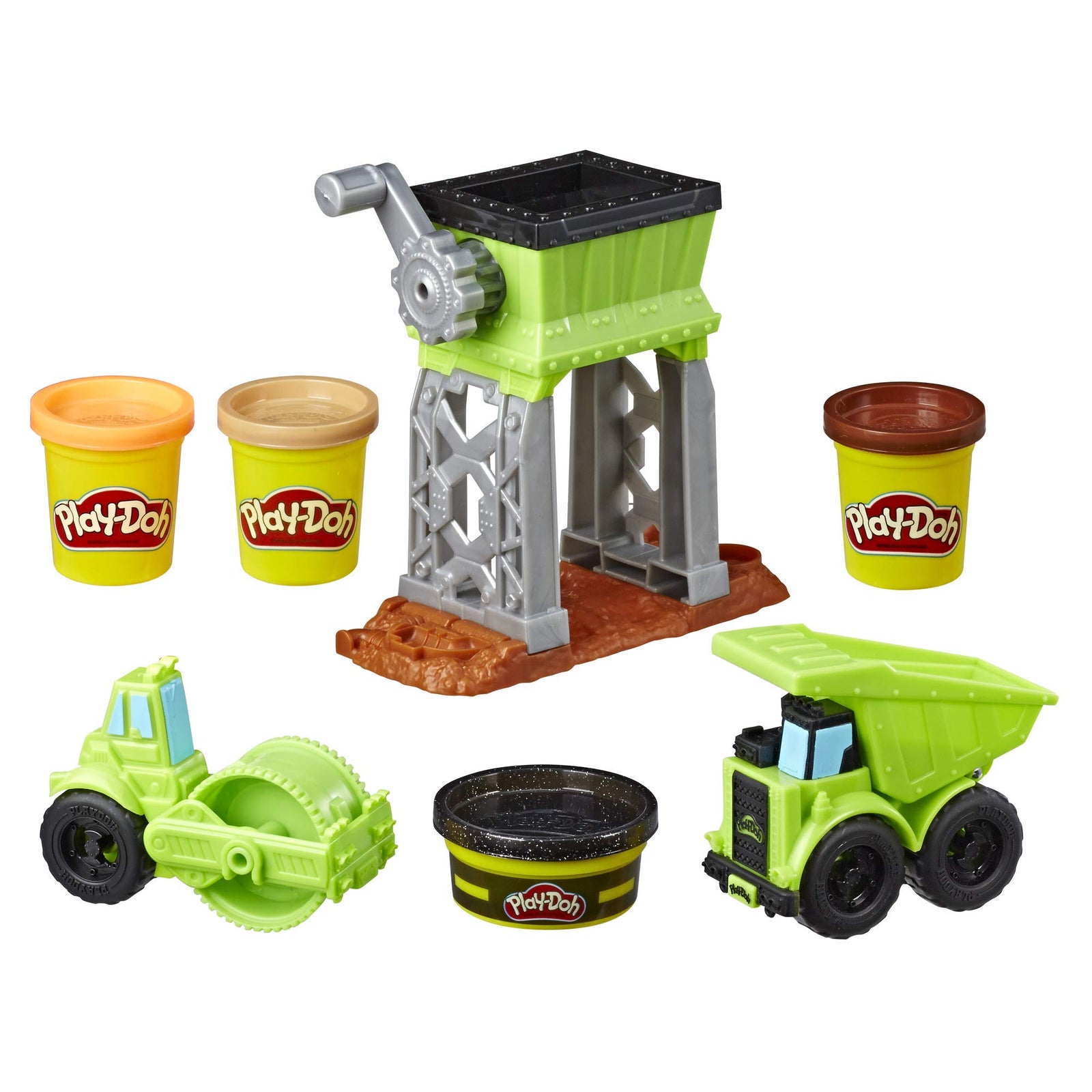 Play-Doh Wheels Gravel Yd Construction Toy with Non-Toxic Pavement Buildin' Compound Plus 3 Additional Colors