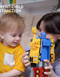 SNAEN Toys for 3 4 5 6 7 Year Old Boys - Construction Vehicles Transform Robot Kids Toys, STEM Building Toddler Toys for Kids Ages 4-8 w/ Pull-Back Toys, 5-in-1 Trucks Gifts for Boys Girls
