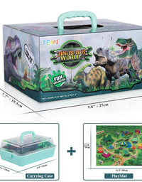 TEMI Dinosaur Toy Figure w/ Activity Play Mat & Trees, Educational Realistic Dinosaur Playset to Create a Dino World Including T-Rex, Triceratops, Velociraptor, Perfect Gifts for Kids, Boys & Girls
