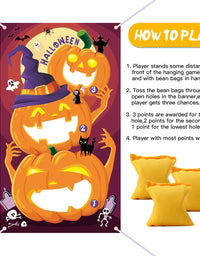 Halloween Toss Games Pumpkin Bean Bag Party Games Halloween Games for Kids Party with 3 Bean Bags for Kids Party Decoration
