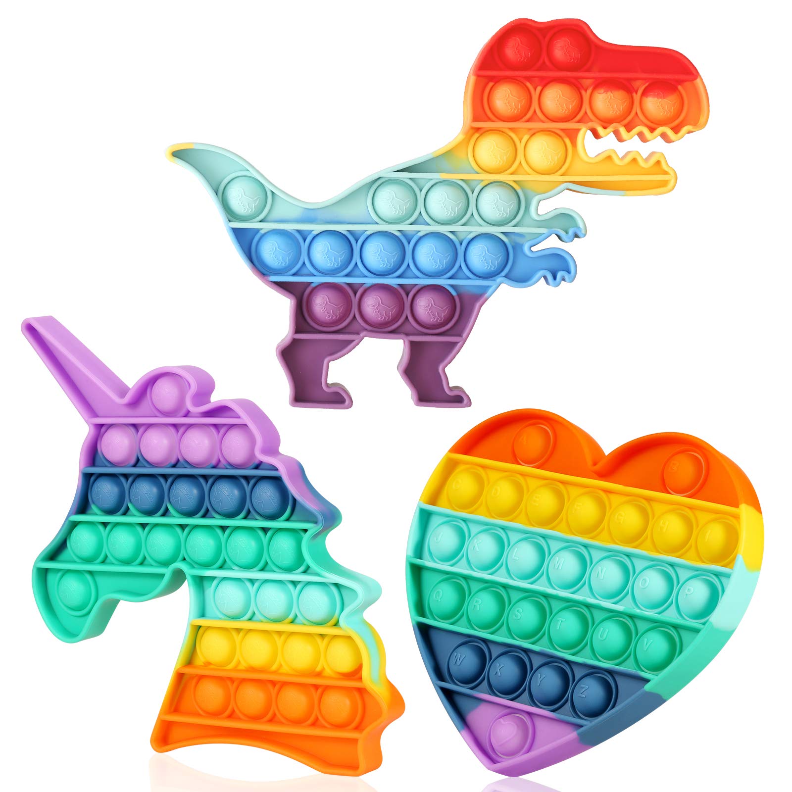 Fescuty Rainbow Fidget Toys Heart Sensory Toys Autism Learning Materials for Anxiety Stress Relief Squeeze Toy