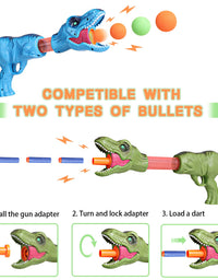 Dinoera Dinosaur Toys for 5 6 7 8 9 10+ Year Old Boys - 2 in 1 Shooting Game Dinosaur Toys for Kids 5-7 | 2pk Foam Ball Popper Air Gun Set Compatible with Nerf Toys Christmas Birthday Gifts Boys Girls
